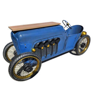 Bugatti Bartheke, blau/gold, Oldtimer-Style, mit Thekenbrett